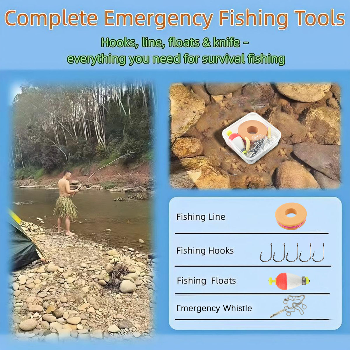 Portable Emergency Fishing Gea - Fishing Line Box 评论和价格